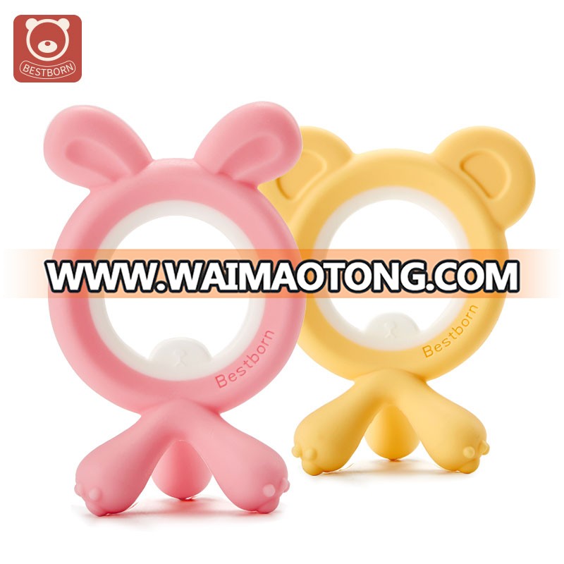 BPA Free Infant Training Teether Animal Shapes Silicone Baby Teether